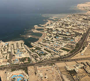 Heimflug mit Sicht Hurghada Hotels