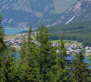 Blick auf den Haidersee und Reschensee
