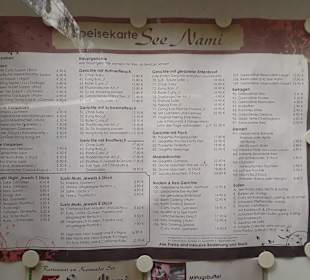 Speisekarte See Nami 