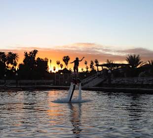 Flyboarding on the lovely sunset