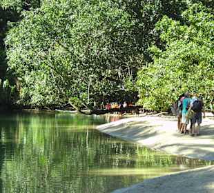 Flußauslauf über den Strand