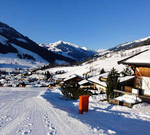 Das Ende der Mais-Abfahrt nach Saalbach