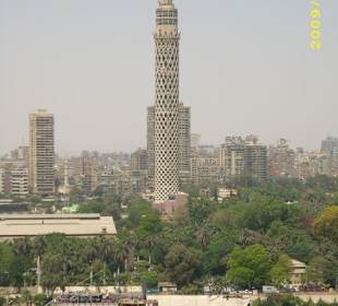 Blick auf den Kairo-Tower vom Hotel Nil Hilton