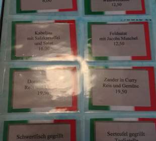 Auszug Speisekarte