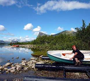Paddeln über den See Laitaure