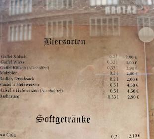 Speisekarte außen