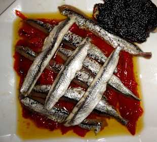Anchois de Collioure mit gerösteten Paprika