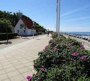 Kilometerlange Strandpromenade mit Blick auf Meer