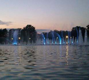 Pokaz fontanny o zmroku