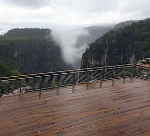 Blick über eine Plattform auf den Canyon