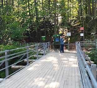 Zum Wasserfall über die Brücke