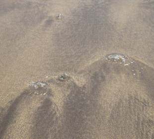 Mikro-Eruptionen am Strand, unter Wasser