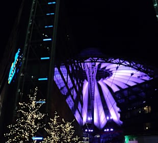 Berlin Sony Center at night