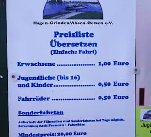 Preisliste der Weserfähre Gentsiet
