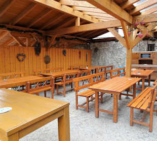 Überdachter Biergarten bei Held Bräu