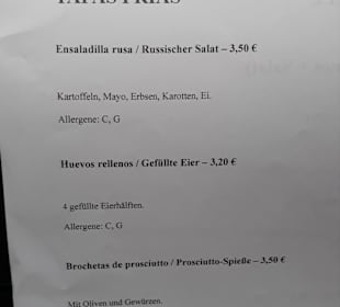 Speisekarte La vie est belle