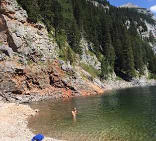 Ein Bad im Dießbachstausee