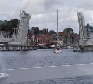 Kappeln, Hebebrücke vom Schiff aus