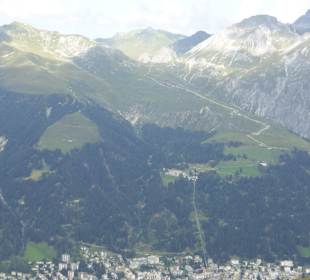 Blick vom Jakobshorn auf Davos und Schatzalp