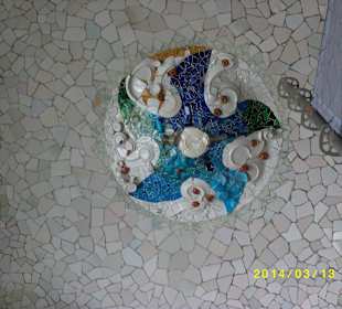 Blick auf Decke von Säulensaal