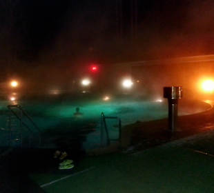 Outdoor swimming pool with hot mineral water 