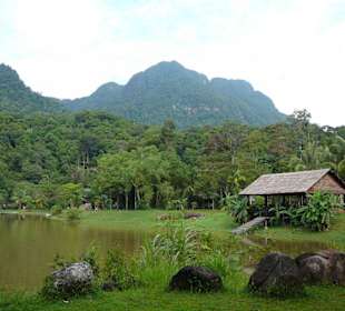 Der schöne Teich des Sarawak Cultural Village