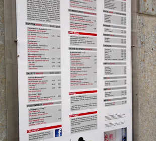 Die Speisekarte an der Front des Restaurants