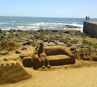 Mr Simpson am Strand von Maspalomas