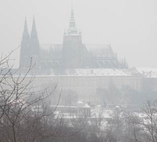 Blick im Winter auf die Burg