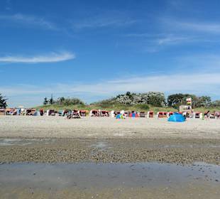 Hauptstrand vom Wasser bei Ebbe aus
