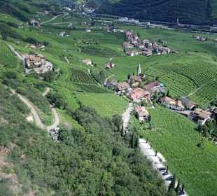 Blick aus der Seilbahn auf die Hänge des Ritten