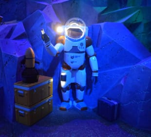 Futuristischer Bereich mit Fahrgeschäften