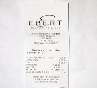 Rechnung zum Trüffelmenü