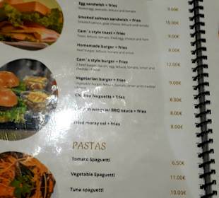 Cam’s Speisekarte