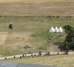 Blick hinunter auf das Lager der Statisten  
