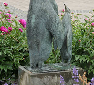 Die Pinguine beim Springbrunnen am Ulrichplatz