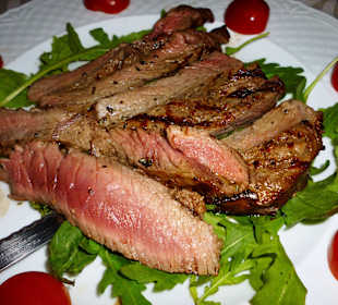 Bistecca con rucola :-(((( (= troppo troppo cotto)