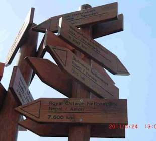 Wegweiser auf dem Turm