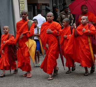 Kleine Mönche vorm Kendy Tempel