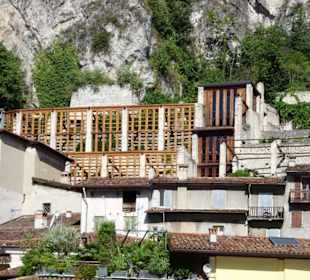 Blick vom Wasser auf das Zitronengewächshaus