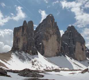 Sonne über den Drei Zinnen