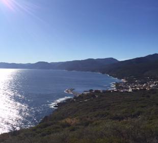 Blick auf Cala Gonone von Kletterspot