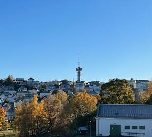 Blick auf Fernsehturm von der Festung Kristiansen 