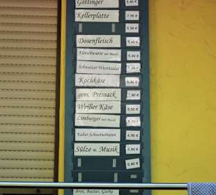 Die Speisekarte an der Bestelltheke