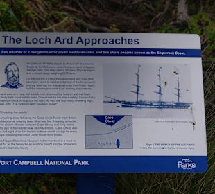 Erklärungsschild über Loch Ard