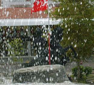 Brunnen mit Nationalfahne