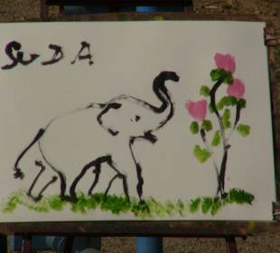 Original vom Elefanten gemalt