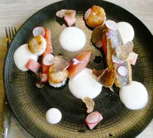 Jacobsmuscheln und Loup de Mer