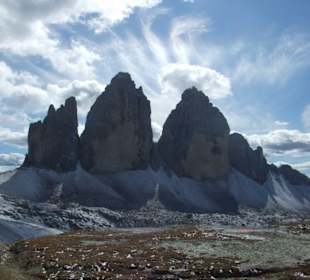 Bekanntester Blick von der Drei Zinnen Hütte
