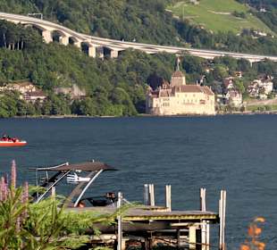 Jez.genewskie w tle zamek Chillon